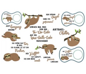 Stickserie - Faultiere Maxi Set inkl. ITH MugRug & Taschen